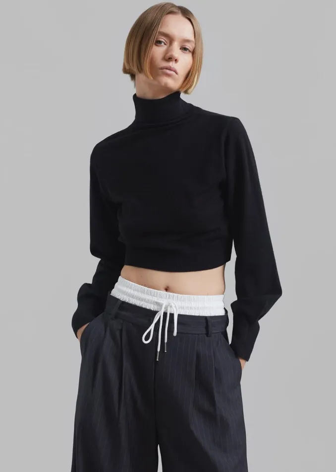 Women The Frankie Shop Knitwear Bella Cropped Turtleneck Black