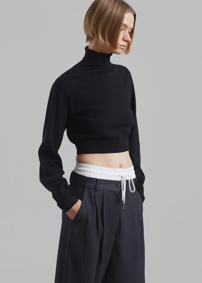 Women The Frankie Shop Knitwear Bella Cropped Turtleneck Black