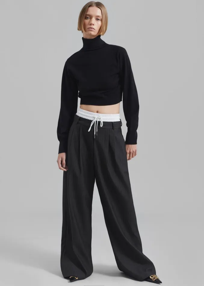 Women The Frankie Shop Knitwear Bella Cropped Turtleneck Black