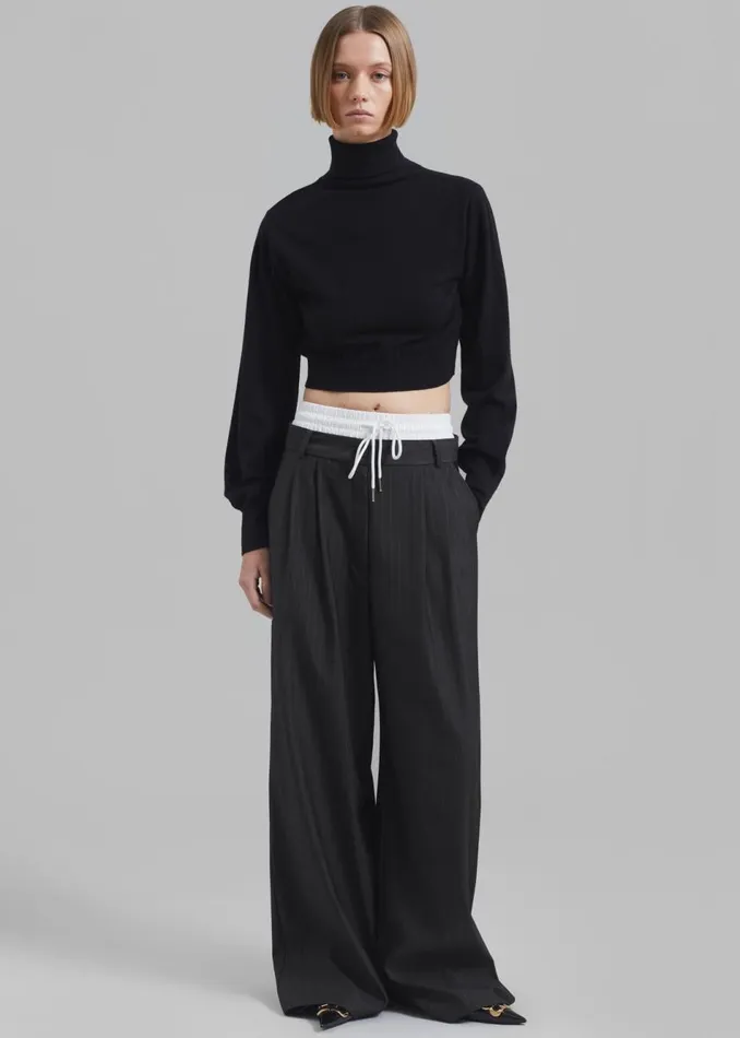 Women The Frankie Shop Knitwear Bella Cropped Turtleneck Black