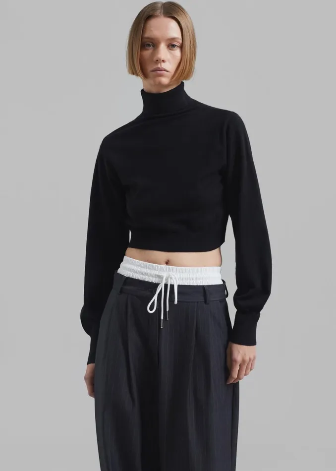 Women The Frankie Shop Knitwear Bella Cropped Turtleneck Black