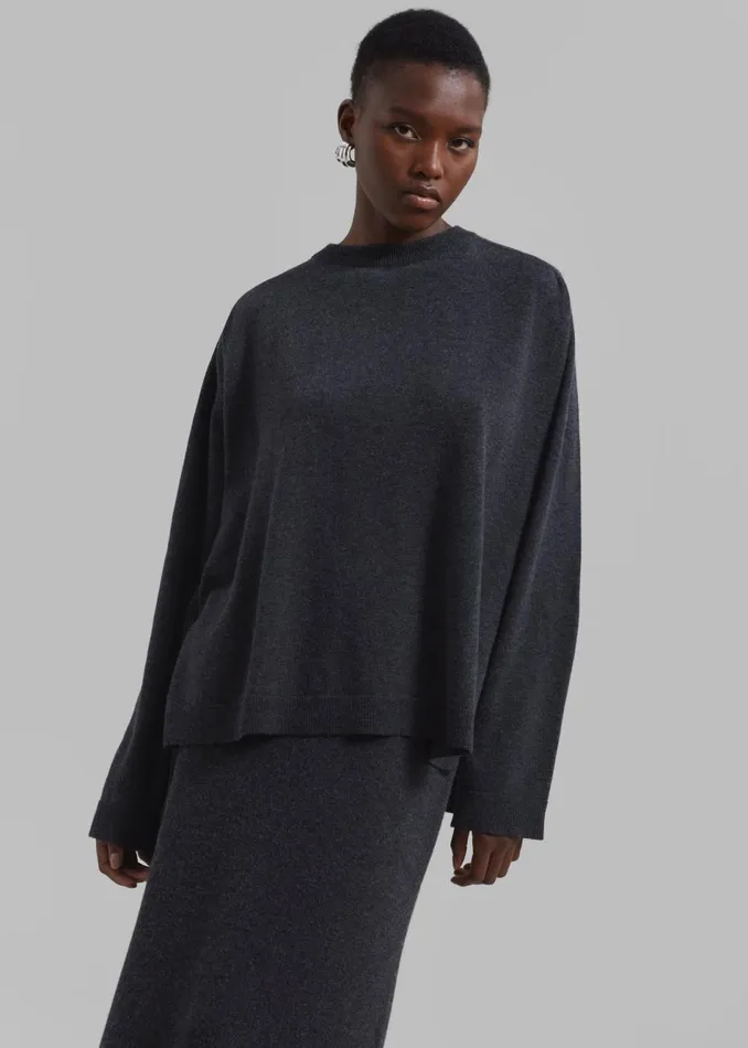 Women The Frankie Shop Knitwear Bellamy Wool Sweater Charcoal