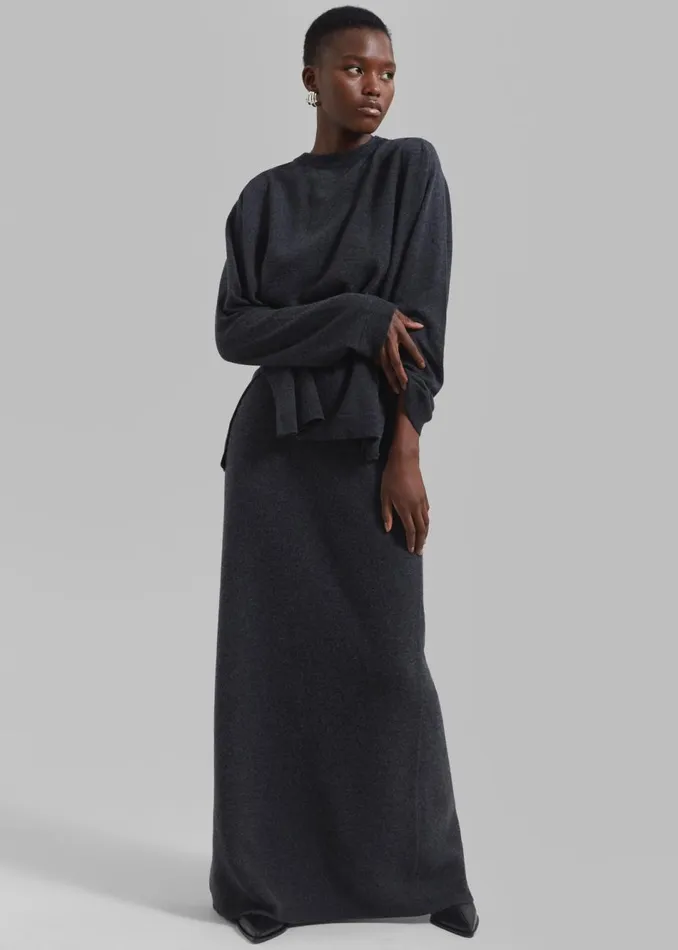 Women The Frankie Shop Knitwear Bellamy Wool Sweater Charcoal