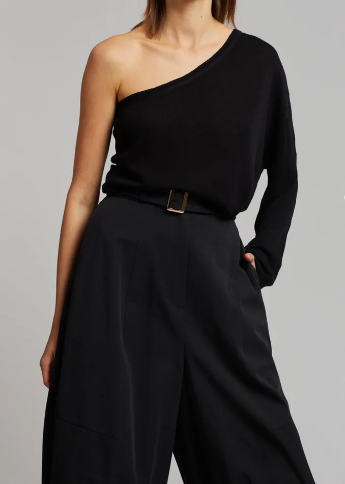 Women The Frankie Shop Knitwear Bianca One Shoulder Loose Knit Top Black