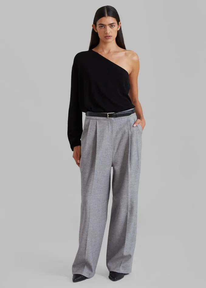 Women The Frankie Shop Knitwear Bianca One Shoulder Loose Knit Top Black