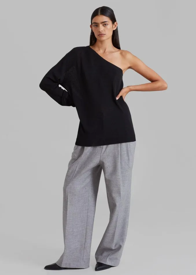Women The Frankie Shop Knitwear Bianca One Shoulder Loose Knit Top Black