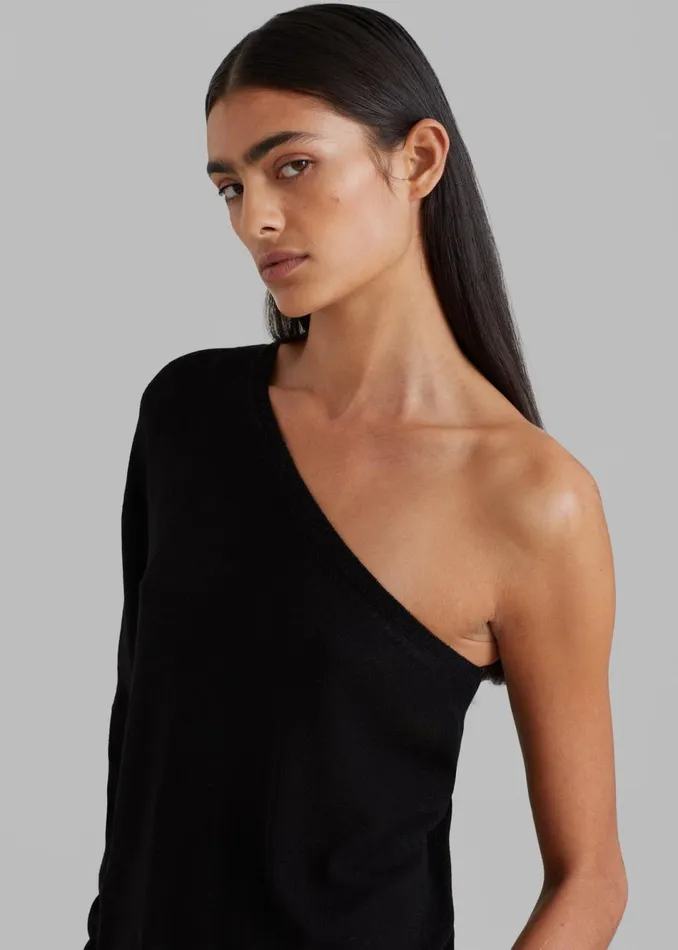 Women The Frankie Shop Knitwear Bianca One Shoulder Loose Knit Top Black