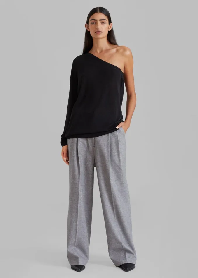 Women The Frankie Shop Knitwear Bianca One Shoulder Loose Knit Top Black