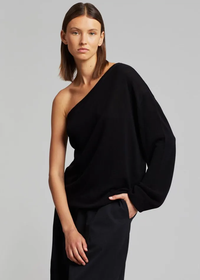 Women The Frankie Shop Knitwear Bianca One Shoulder Loose Knit Top Black