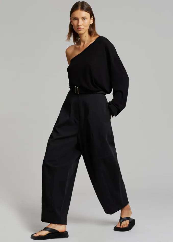 Women The Frankie Shop Knitwear Bianca One Shoulder Loose Knit Top Black