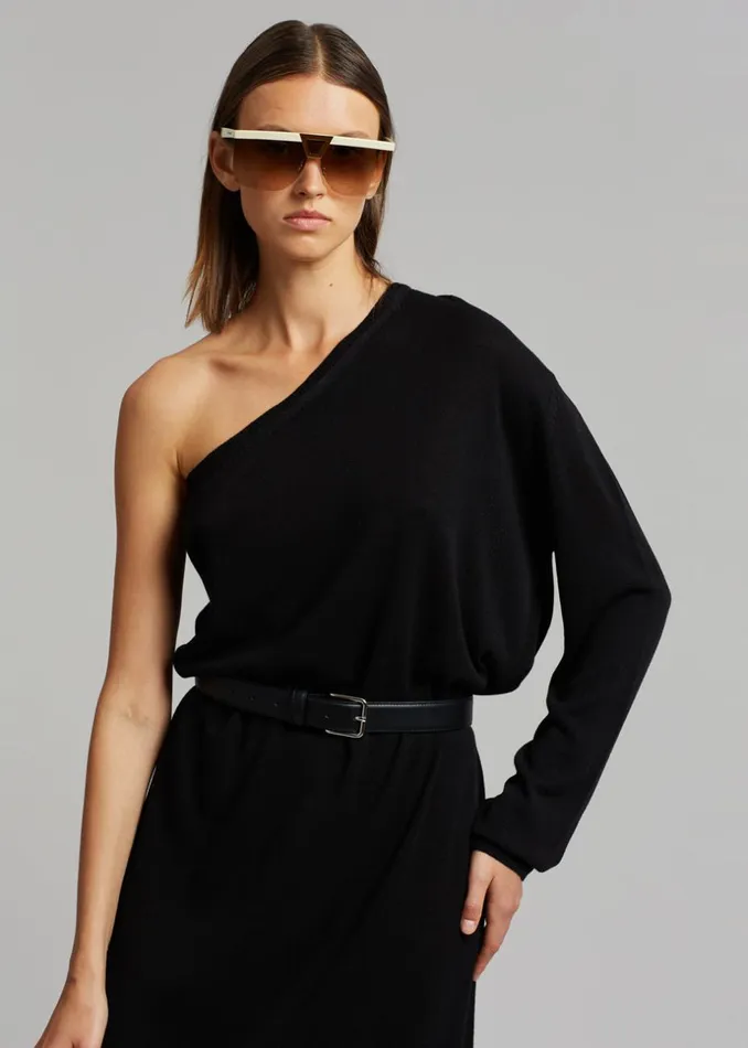 Women The Frankie Shop Knitwear Bianca One Shoulder Loose Knit Top Black
