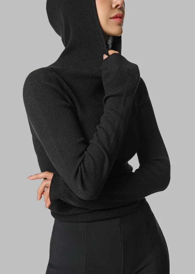 Women The Frankie Shop Knitwear Brandi Knit Hoodie Top Black