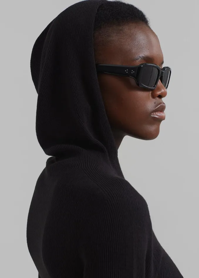 Women The Frankie Shop Knitwear Brandi Knit Hoodie Top Black