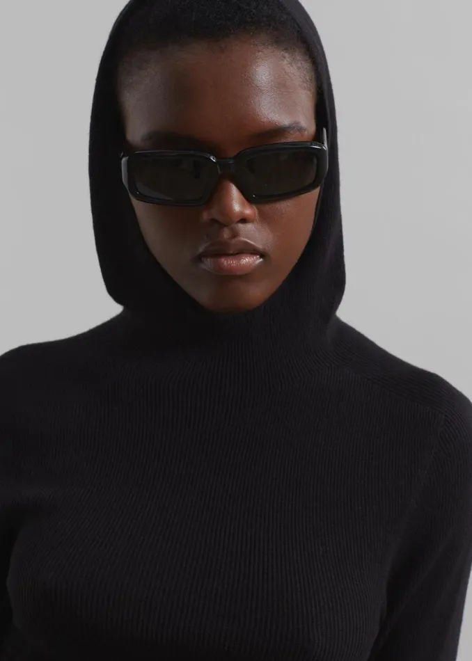 Women The Frankie Shop Knitwear Brandi Knit Hoodie Top Black