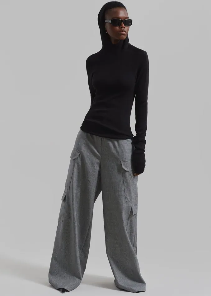 Women The Frankie Shop Knitwear Brandi Knit Hoodie Top Black