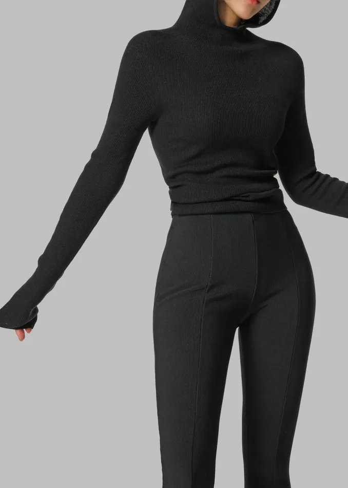 Women The Frankie Shop Knitwear Brandi Knit Hoodie Top Black