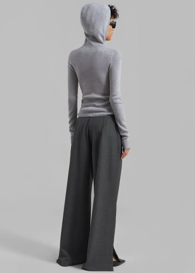 Women The Frankie Shop Knitwear Brandi Knit Hoodie Top Grey