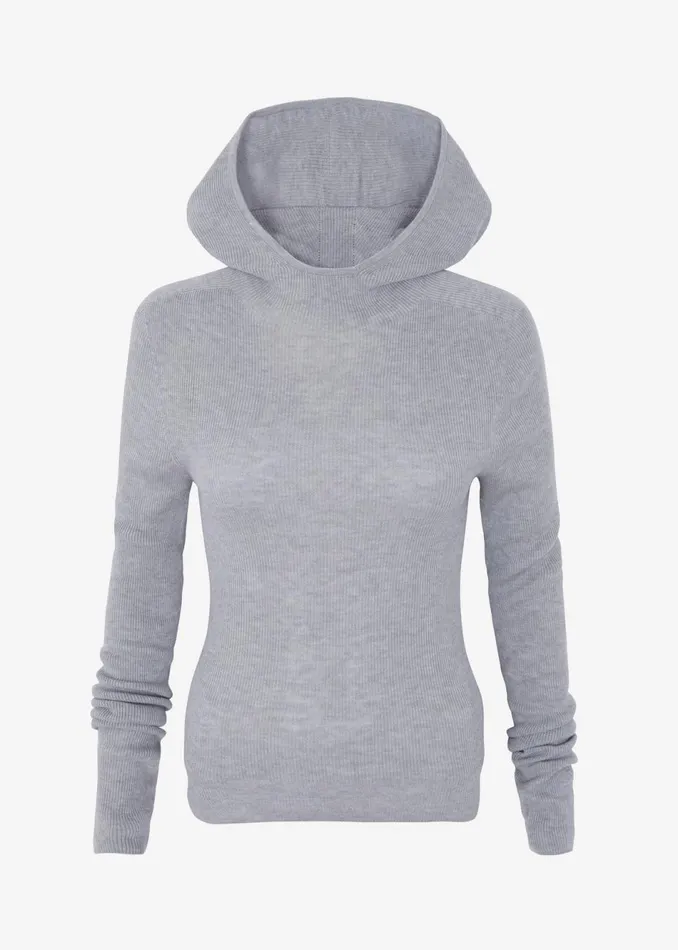 Women The Frankie Shop Knitwear Brandi Knit Hoodie Top Grey