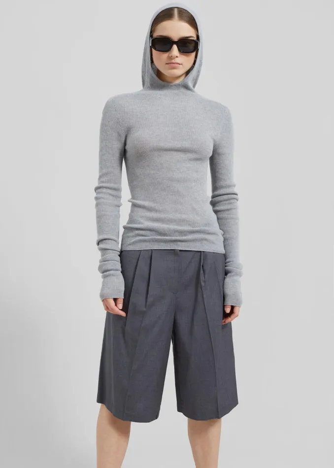 Women The Frankie Shop Knitwear Brandi Knit Hoodie Top Grey