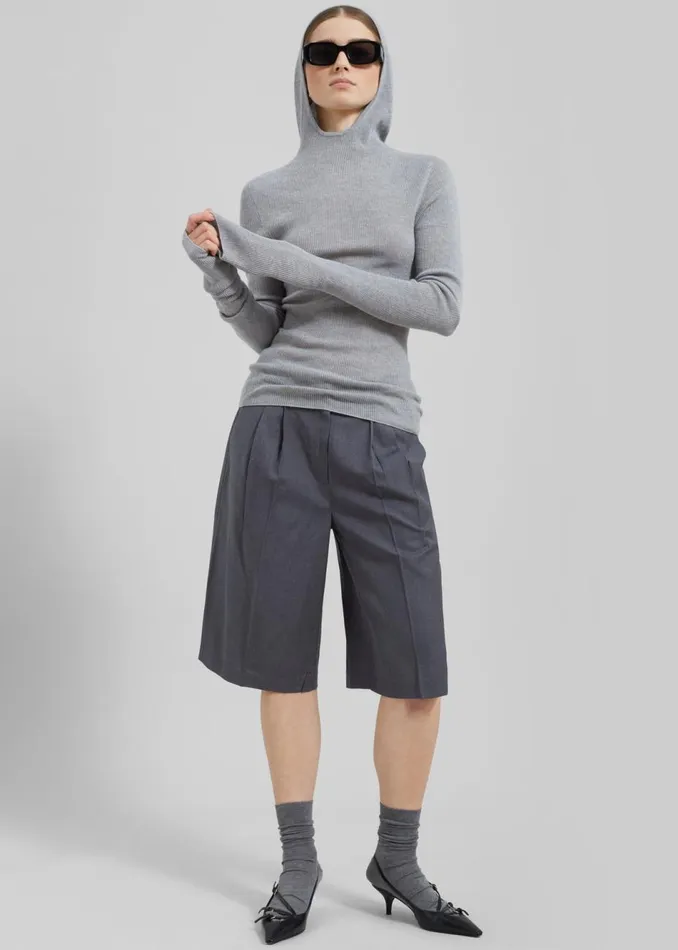 Women The Frankie Shop Knitwear Brandi Knit Hoodie Top Grey