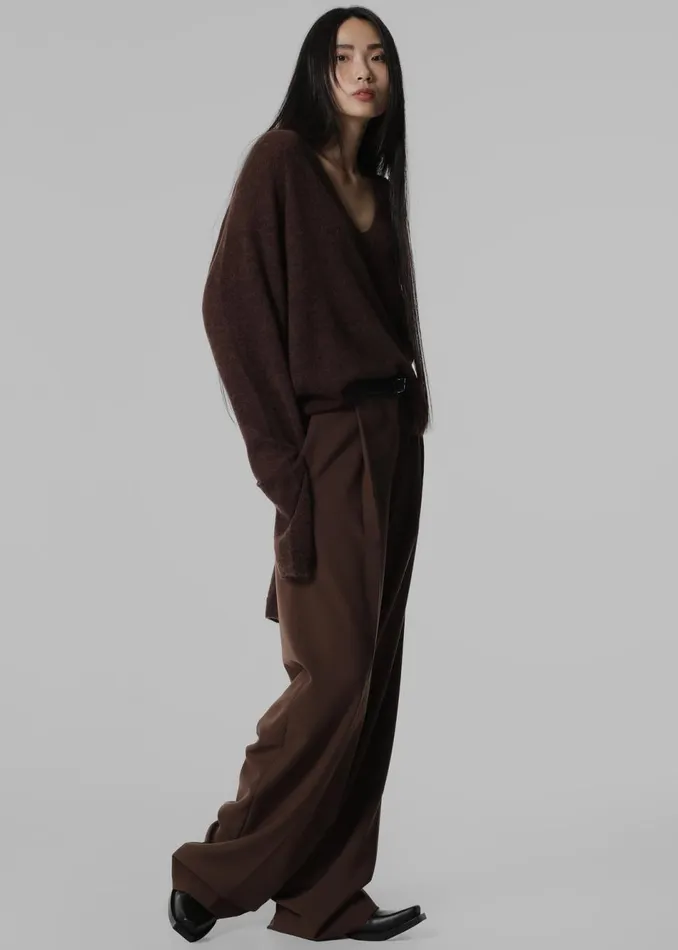 Women The Frankie Shop Knitwear Brayden V Neck Sweater Brown