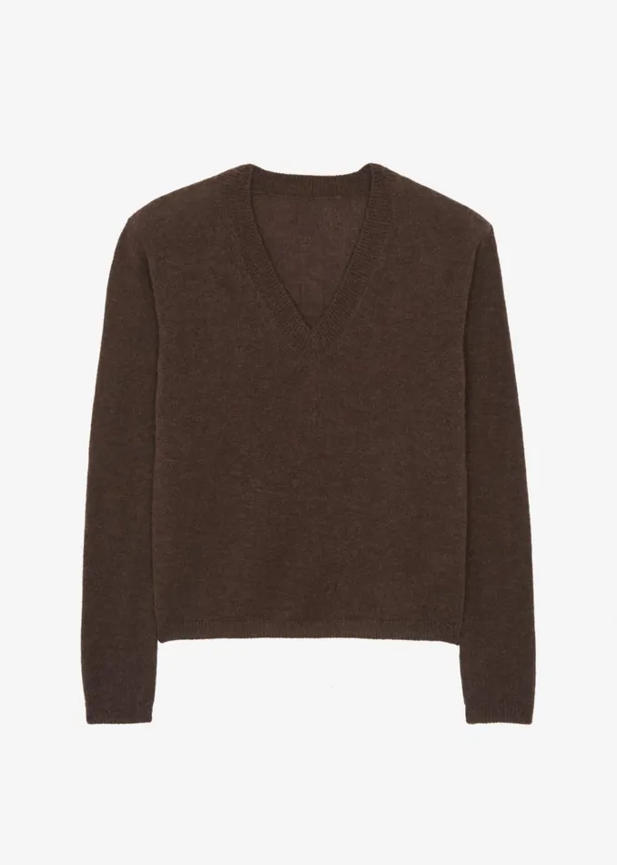 Women The Frankie Shop Knitwear Brayden V Neck Sweater Brown