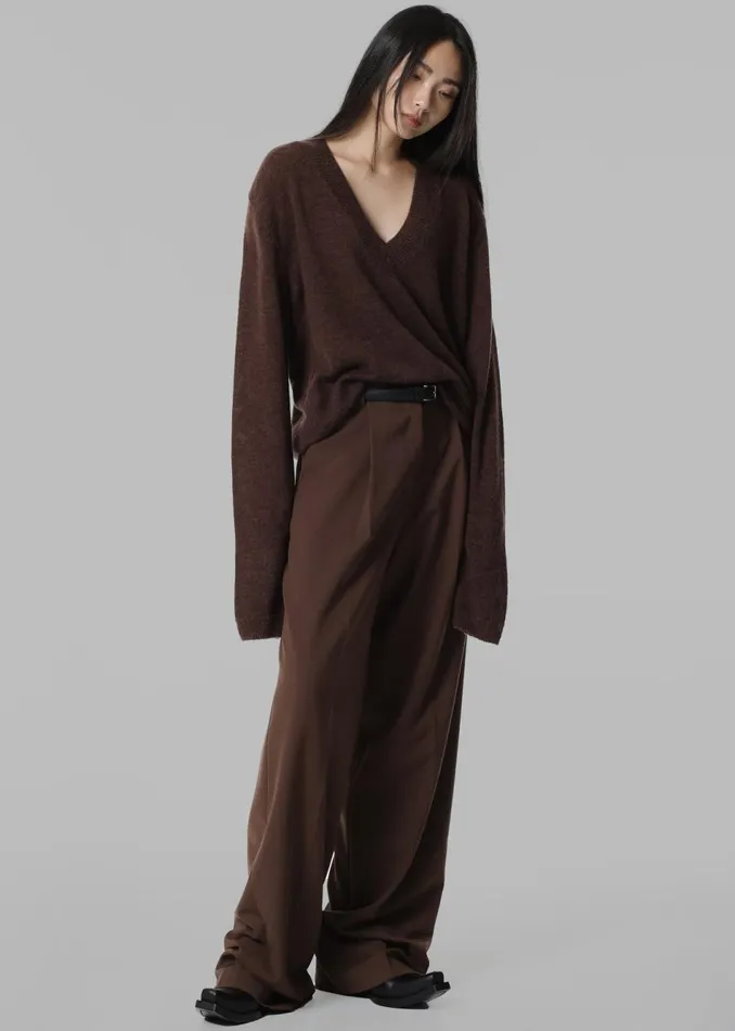 Women The Frankie Shop Knitwear Brayden V Neck Sweater Brown