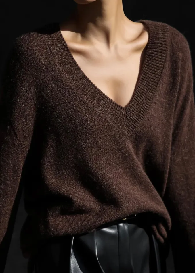 Women The Frankie Shop Knitwear Brayden V Neck Sweater Brown
