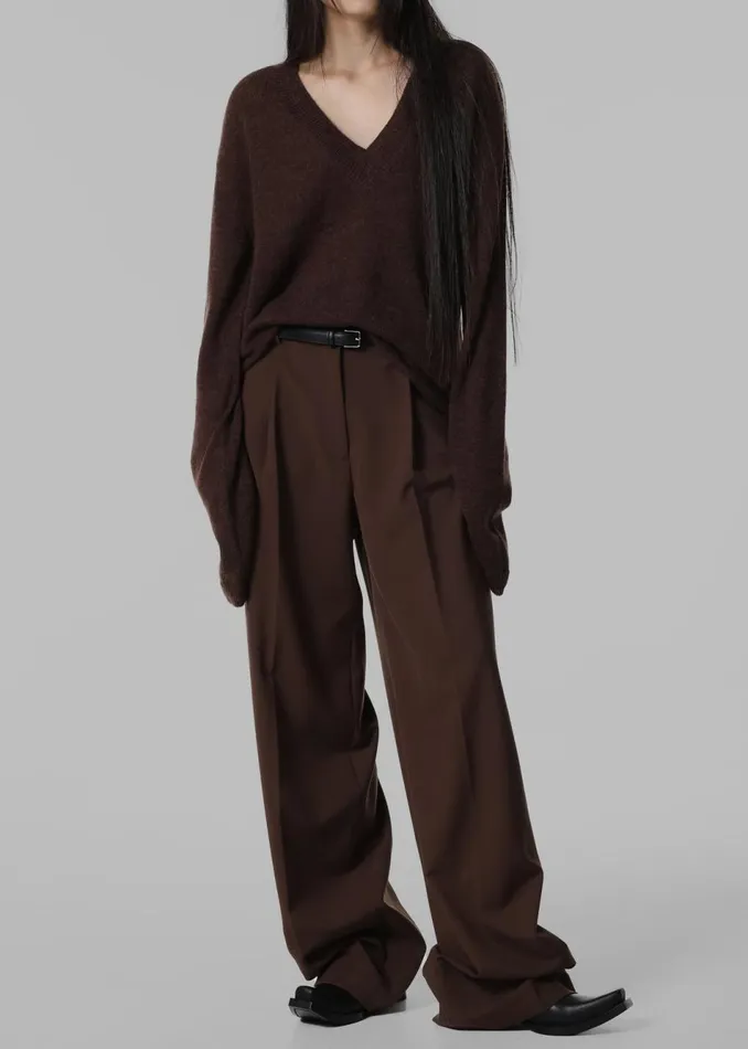 Women The Frankie Shop Knitwear Brayden V Neck Sweater Brown