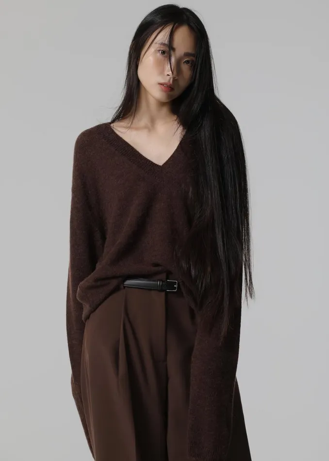 Women The Frankie Shop Knitwear Brayden V Neck Sweater Brown