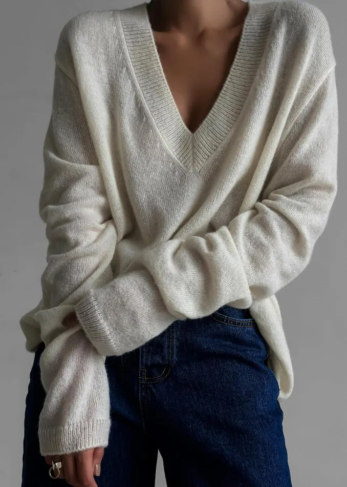 Women The Frankie Shop Knitwear Brayden V Neck Sweater Cream