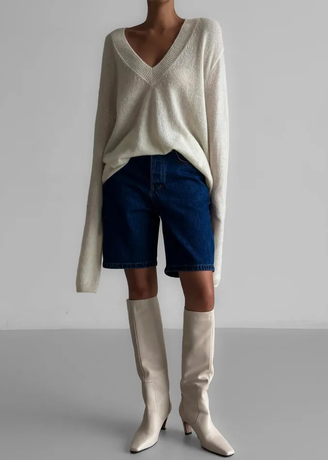 Women The Frankie Shop Knitwear Brayden V Neck Sweater Cream