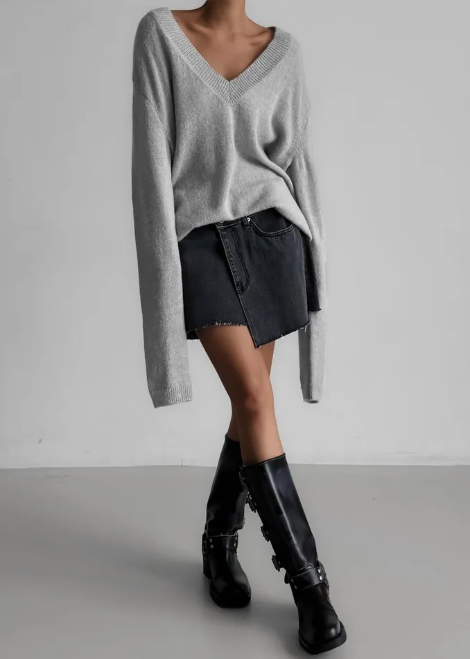 Women The Frankie Shop Knitwear Brayden V Neck Sweater Light Grey