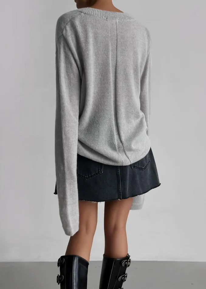 Women The Frankie Shop Knitwear Brayden V Neck Sweater Light Grey