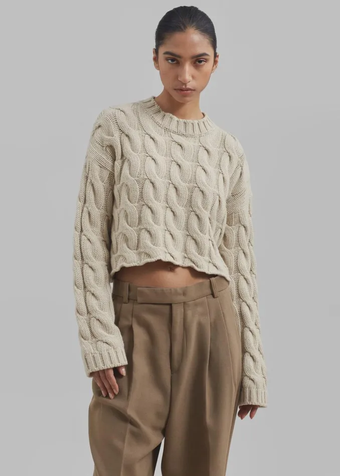 Women The Frankie Shop Knitwear Chandler Braided Sweater Beige