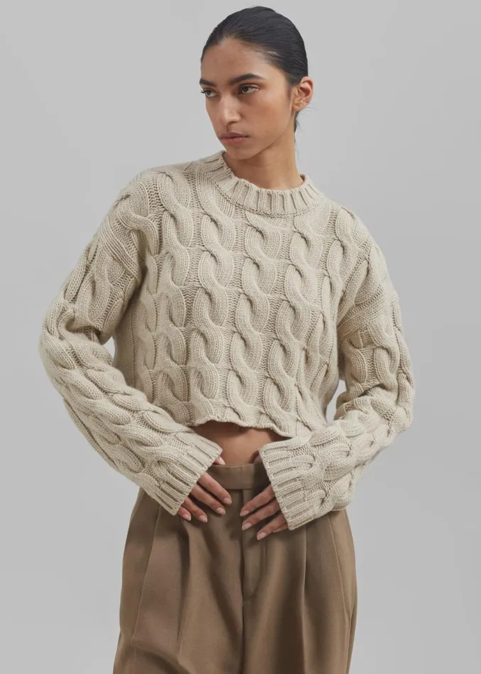 Women The Frankie Shop Knitwear Chandler Braided Sweater Beige