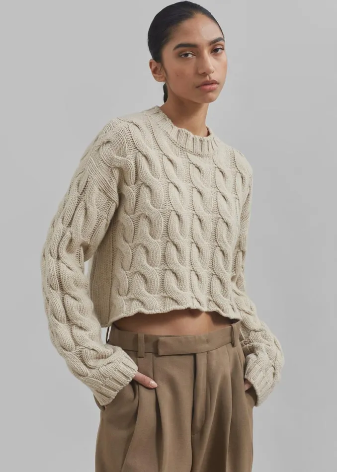 Women The Frankie Shop Knitwear Chandler Braided Sweater Beige