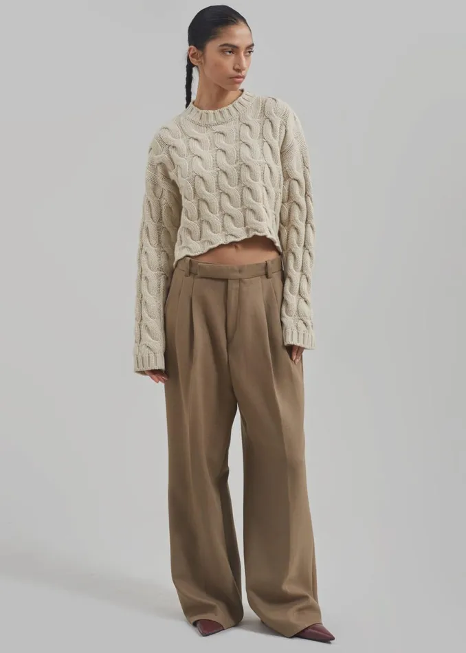 Women The Frankie Shop Knitwear Chandler Braided Sweater Beige