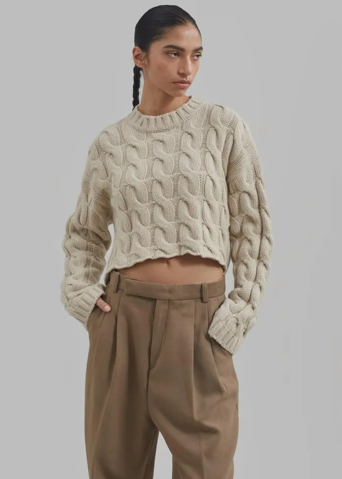 Women The Frankie Shop Knitwear Chandler Braided Sweater Beige