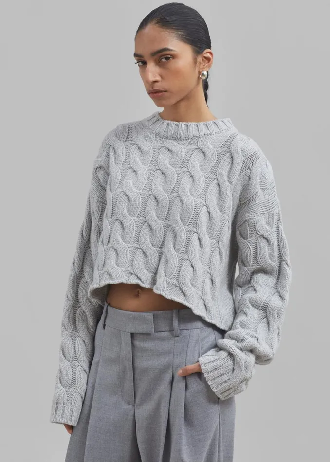 Women The Frankie Shop Knitwear Chandler Braided Sweater Grey