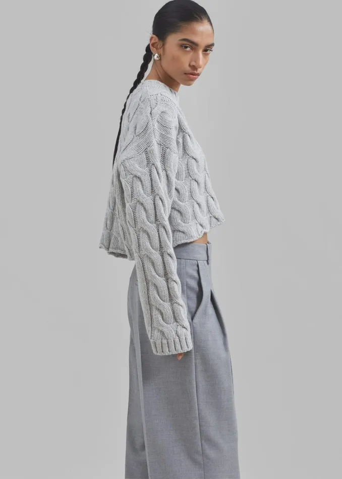 Women The Frankie Shop Knitwear Chandler Braided Sweater Grey