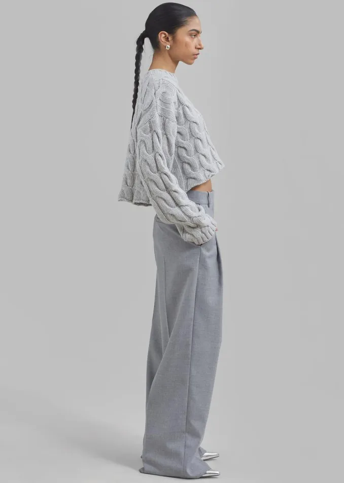 Women The Frankie Shop Knitwear Chandler Braided Sweater Grey