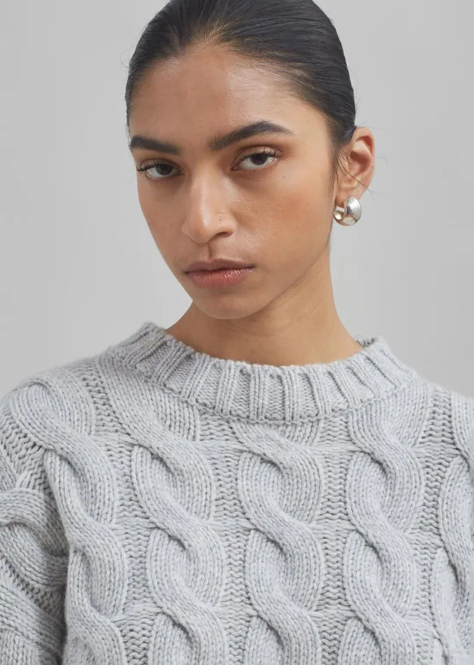 Women The Frankie Shop Knitwear Chandler Braided Sweater Grey