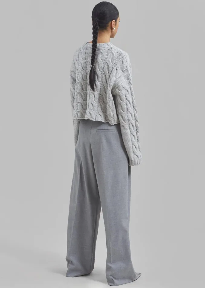 Women The Frankie Shop Knitwear Chandler Braided Sweater Grey