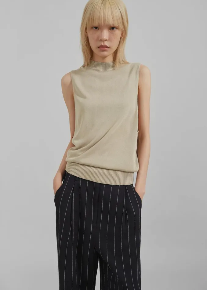 Women The Frankie Shop Knitwear Christopher Esber Petra Knit Cutaway Vest Siltstone