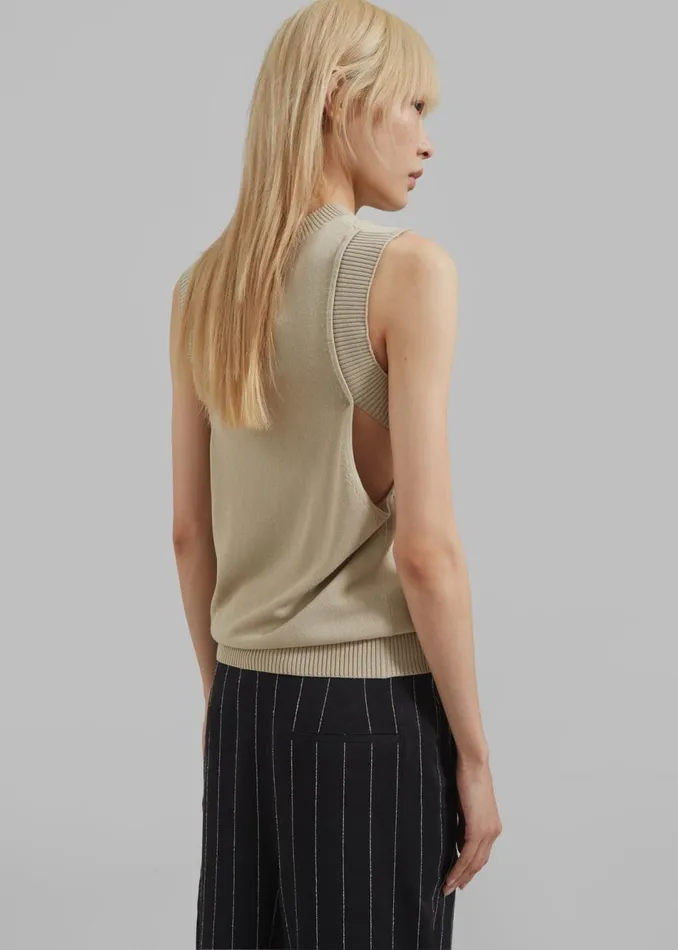 Women The Frankie Shop Knitwear Christopher Esber Petra Knit Cutaway Vest Siltstone