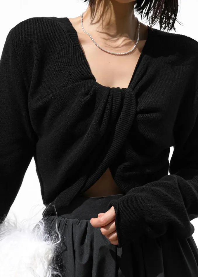 Women The Frankie Shop Knitwear Darcey Twisted Knit Top Black