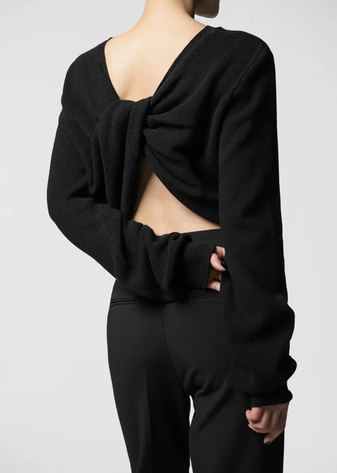 Women The Frankie Shop Knitwear Darcey Twisted Knit Top Black