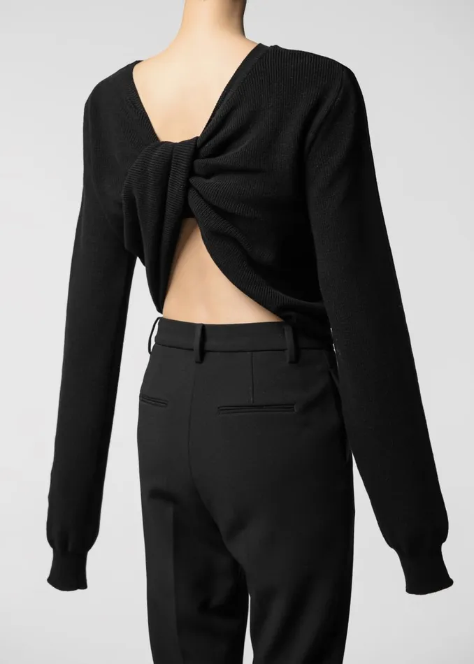 Women The Frankie Shop Knitwear Darcey Twisted Knit Top Black