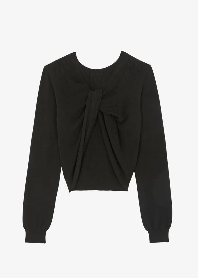 Women The Frankie Shop Knitwear Darcey Twisted Knit Top Black